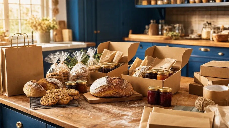 Home kitchen counter with packaged breads, cookies and jam jars, South Carolina Cottage Food Law